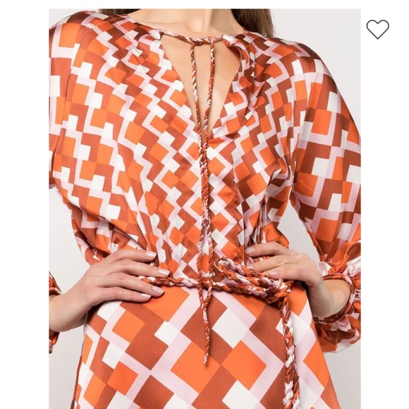 Like New! Silvia Tcherassi Silk Poggo Blouson-Sleeve Braid Belted Silk Dress - Picture 13 of 13